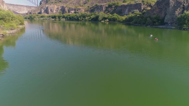 Kayakers on the Snake River near the Perrine Bridge