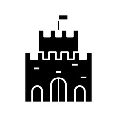 Castle black icon, concept illustration, vector flat symbol, glyph sign.