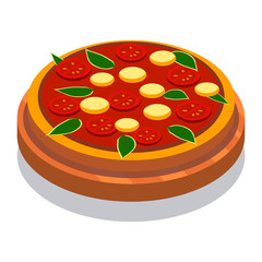Italian pizza icon. Vector isometric picture.