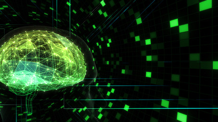 Obraz premium AI artificial intelligence digital network computer technology 3D illustration.