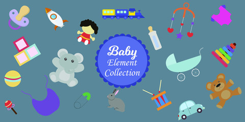 baby elements collection, children's toys and accessories  