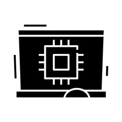 Chip black icon, concept illustration, vector flat symbol, glyph sign.