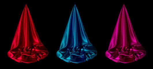 Satin fabric on a black background. Abstract design.