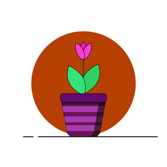 Tulip in pot, houseplants vector icon. gardening
