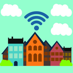 Obraz na płótnie Canvas wifi network Internet city, smart city