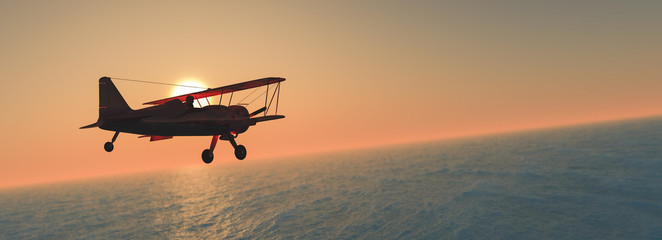 oud vliegtuig in de lucht