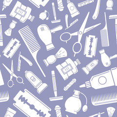 Barbershop - Vector background (seamless pattern) of silhouettes beauty salon for graphic design