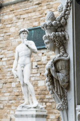 Florence, Italy.10.18.2015. Details of sculptures by Nike, PIAZZA DELLA SIGNORIA (FLORENCE)