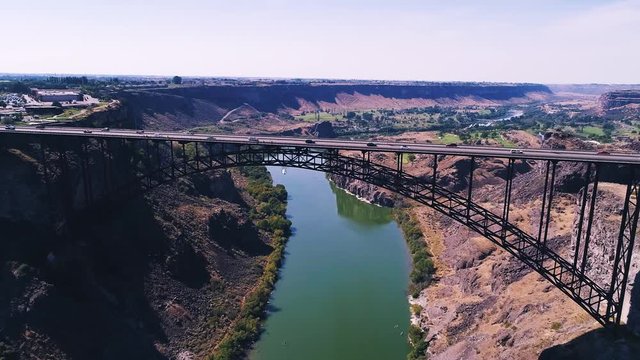 Flying over the Perrine Bridge and Snake River