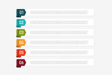 Infographic concept design with 6 options, steps or processes. Can be used for workflow layout, annual report, flow charts, diagram, presentations, web sites, banners, printed materials.