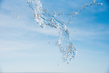  Water in the air with the sea and sky background