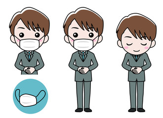 マスクをしたスーツの男性