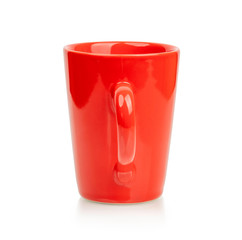 Red Cup isolated on white background. Empty red cup with clipping path.