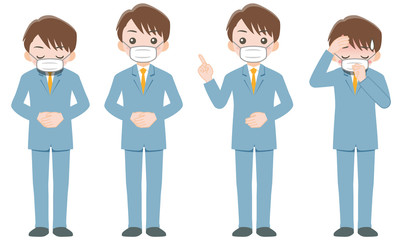 マスクをしたスーツの男性