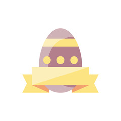 easter egg with decorative ribbon, colorful and flat style design