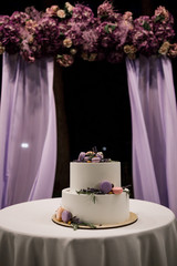 wedding cake in the evening on the street