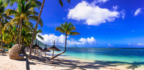 Relaxing tropical holidays. best beaches of Mauritus island