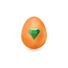 Easter egg with elements for St. Patrick's Day. Vector illustration of colored egg with diamond isolated on white background. Ideal for holiday designs, greeting cards, prints, designer packaging, etc