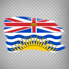 Flag of British Columbia brush strokes. Flag British Columbia Province of Canada on transparent background for your web site design, logo, app, UI. Canada. Stock vector.  EPS10.