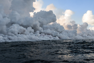 Lava pouring into the sea