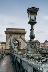 Fototapeta na wymiar Chain Bridge in Budapest with a lantern