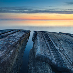 Lake Vänern at sunset, Djurö National park, Sweden.