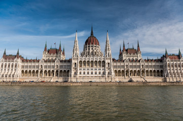 Fototapeta na wymiar river cruise on Danube with Hungarian Parliament in Budapest