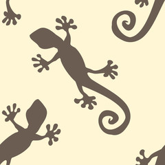 Gecko wallpaper - seamless pattern design in brown and yellow color