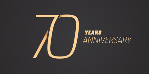 70 years anniversary vector icon, logo. Graphic design element with gold color number