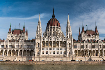 Fototapeta na wymiar river cruise on Danube with Hungarian Parliament in Budapest