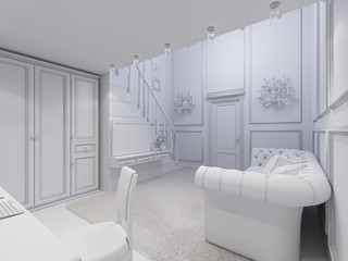 3d render of interior design of a girls bedroom in a private house