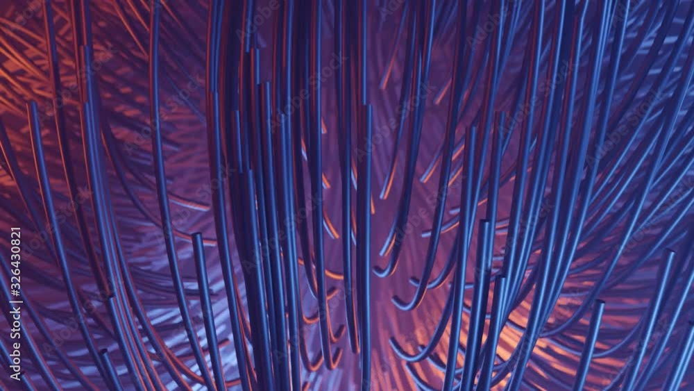 Aufkleber abstract lines cables futuristic network communication technology, 3d rendering