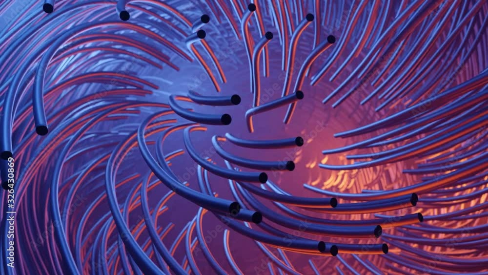 Poster abstract lines cables futuristic network communication technology, 3d rendering