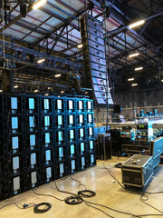 Installation of professional sound speakers, line array, light, video and stage equipment for a...