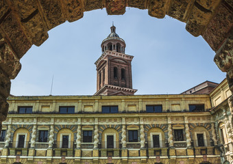 Fragment of the facade of Cortile della Cavallerizza Mantua
