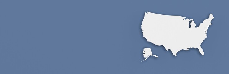 Map of the united states of america 3D rendering