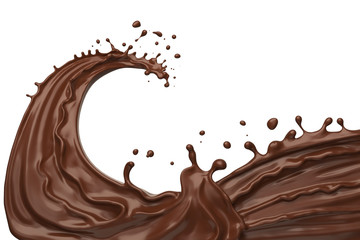 wave of Chocolate or Cocoa splash, Abstract background, 3D illustration.