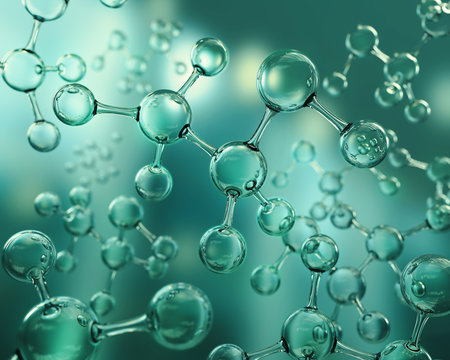 Structural chemical formula of ethanol molecule background, 3d illustration.