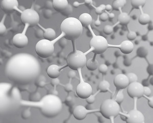 Structural chemical formula of ethanol molecule background, 3d illustration.