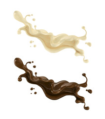 Chocolate milk splash isolated on background, Include clipping path. 3d illustration.