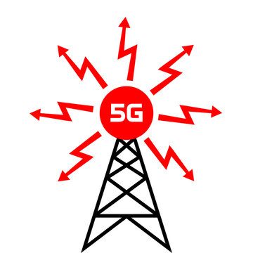 Transmitter Tower 5G, Vector Icon On White Background