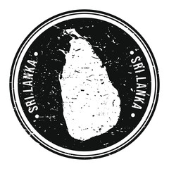 Sri Lanka Map Symbol. Round Design Stamp Travel and Business Vector.