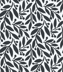 live branches, seamless pattern. rough monochrome drawing