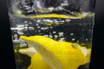 glass of water with lemon