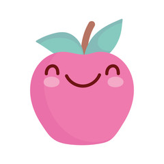 smiling apple character cartoon food cute line and fill style