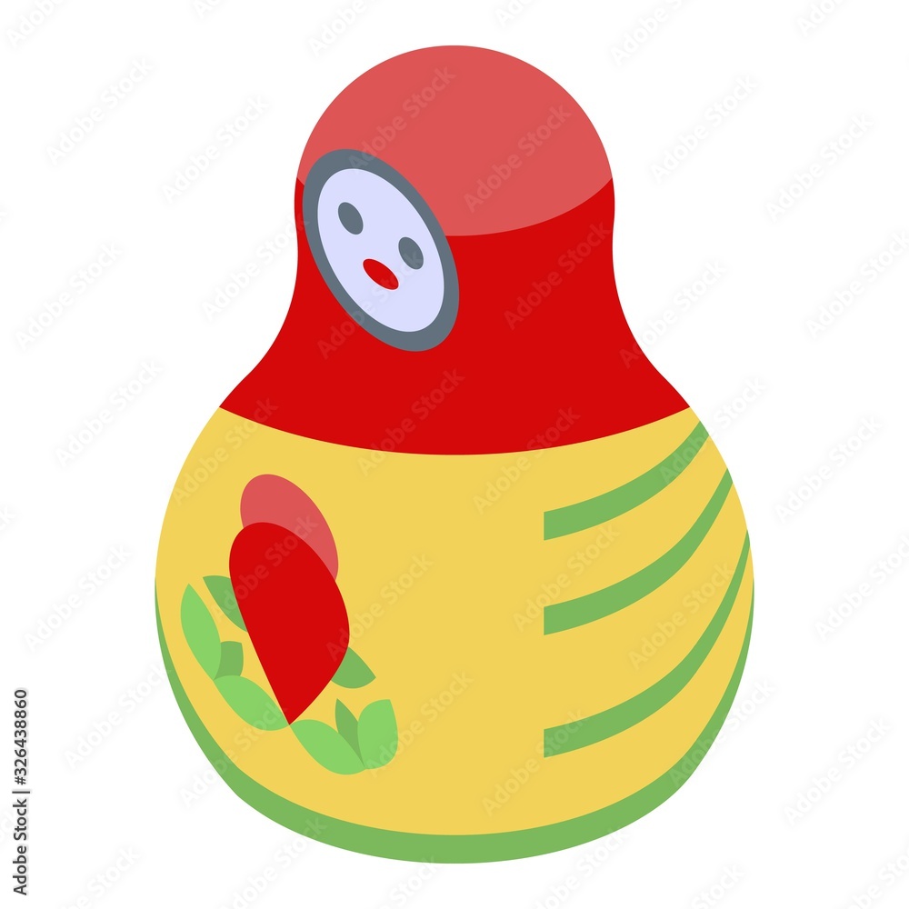 Poster toy nesting doll icon. isometric of toy nesting doll vector icon for web design isolated on white ba