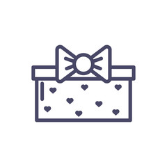 gift box with hearts design, line style