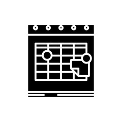 Calendar view black icon, concept illustration, vector flat symbol, glyph sign.