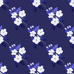 Obraz na płótnie Canvas Seamless pattern with garden flowers: tulips, peony, rose, lily, bluebell. Decorative floral pattern. Colorful nature background. Can be used for wedding invitations or any kind of a design.