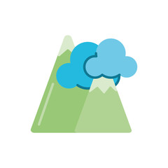 mountains and clouds, flat style icon